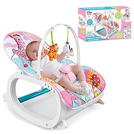 Uber World's Newborn-to-Toddler Portable Rocker with Vibration and Musical Mode, Supports up to 20 KG (44 lb), 0-36 Months Pink