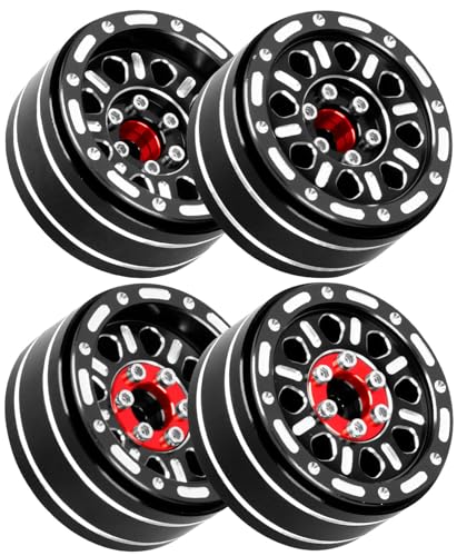 hopsupRC RC 1.2 Beadlock Wheel Rims Adjustable 4 Offsets Rims for 1/18 TRX4M 1/24 SCX24 RC Crawler Car,1.2 Beadlock Wheel Hub Rim Adjustable 4 Negative Offsets Rims (4pcs Black)