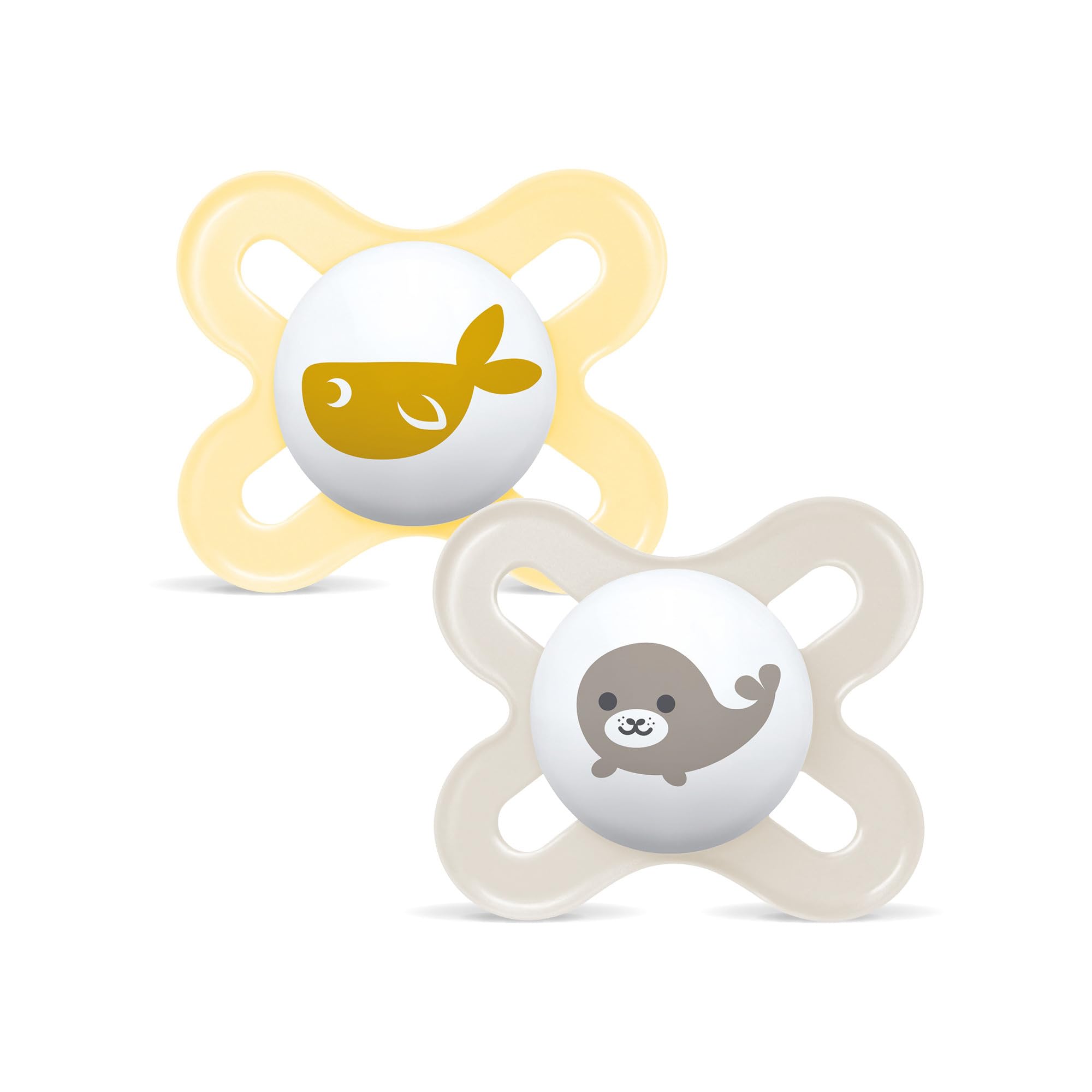 MAM Chupete, Recién Nacido, 0-​2 Meses, con Tetina Simétrica, Plana y Flexible de Silicona Skin Soft Silicone de Fácil Aceptación, con Caja Autoesterilizadora, Original, Neutro Brillante, 2uds