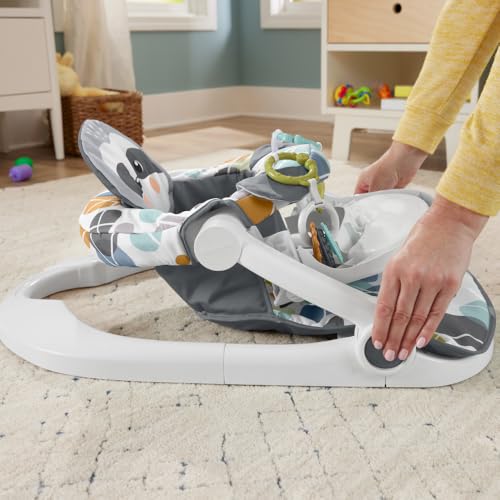 Image of Fisher-Price Portable Baby Chair Sit-Me-Up Floor Seat with Snack Tray, Newborn Sensory Activity Toys & Plush Cute Sloth Washable Pad