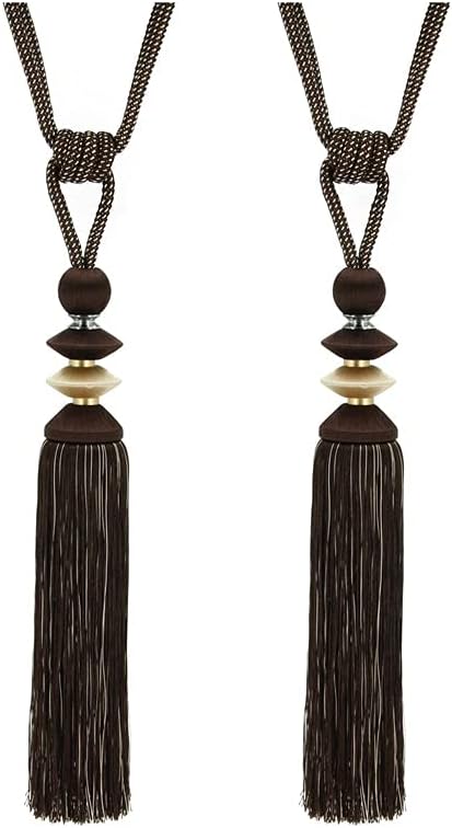 Lengthened Wrapped Silk Curtain Straps Tied Rope Tassels Living Room Hanging Ball Three-Layer Tower(Black)