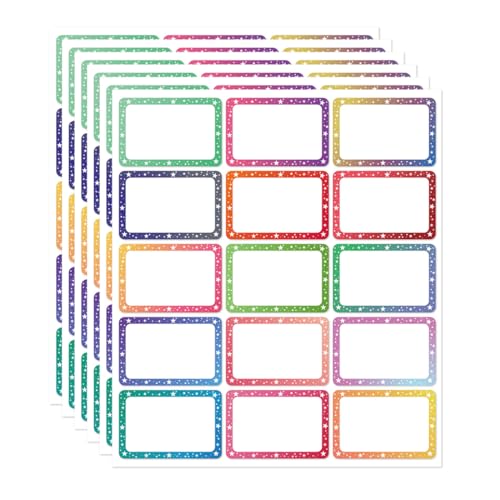 SGERUFZ 180 Etiquetas Adhesivas, Etiquetas Escolares para Libros, Etiquetas de Nombre para Niños y Niñas, Adhesivos para Identificación y Organización (15 Colores)