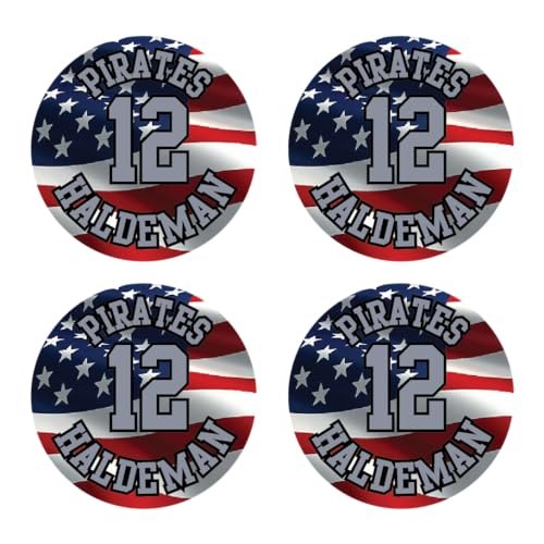 Bat Knob Decals Team and Player Name Number Stickers American Flag Graphic Select Team Colors Set of 4 (Silver/Black)