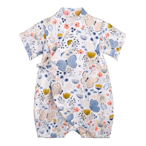 Image of Baby Japanese Kimono Robe Cotton Infant Comfy Loose Romper