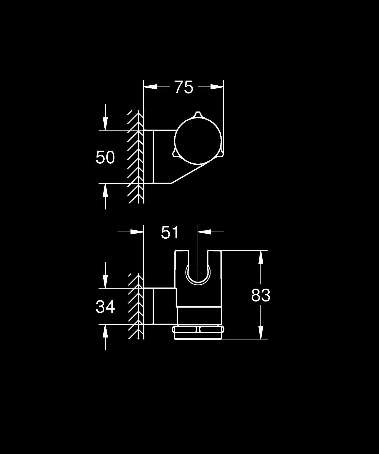 GROHE Vitalio Universal Supporto a parete per Doccino Doccia, nero opaco, 261832431
