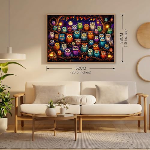 Puzzles de 500 piezas para adultos, Rompecabezas de búho colorido | Puzzles de bosque fantástico de 500 piezas, 20.5x15 in (52x38cm) miniatura 5
