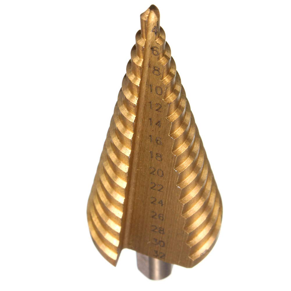 Broca escalonada ranurada en espiral, Broca escalonada Pagoda con vástago triangular HSS de 4 12/4 20/4 32(32mm)