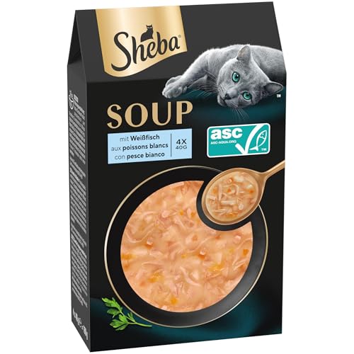 SHEBA Soup Adult Katzen-Nassfutter Portionsbeutel mit Weißfisch 10 x 4 x 40g, 40er Pack – Ansicht 2