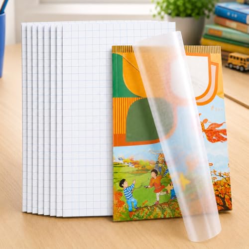 Image of PANCA Self Adhesive Transparent Book Cover Sheets A4 Size Pack of 10 | Waterproof Scratchproof Notebook & Textbook Protective Plastic Cover Sticker for School & Office Use