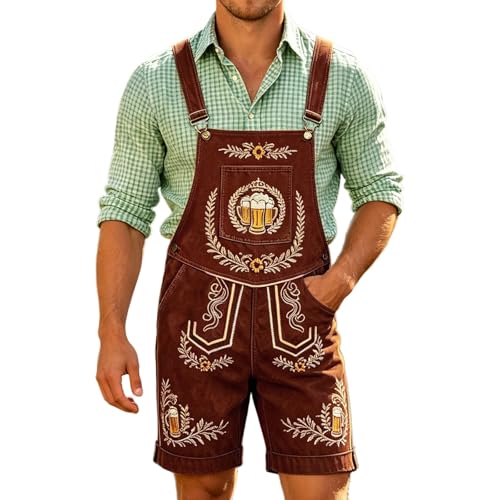 Lederhosen homme noir pour l'Oktoberfest costume bavarois traditionnel brodé