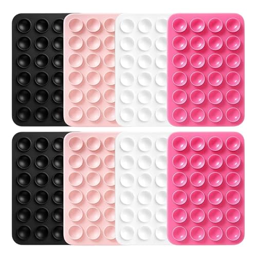 8 Stück Silikon Saugnapf Handy Handy Kleber Rückseite Saugnapf Handy-Zubehör für Stromversorgung Selfies und Videos für Alle Modelle (Schwarz Rosa Weiß Hellrosa)