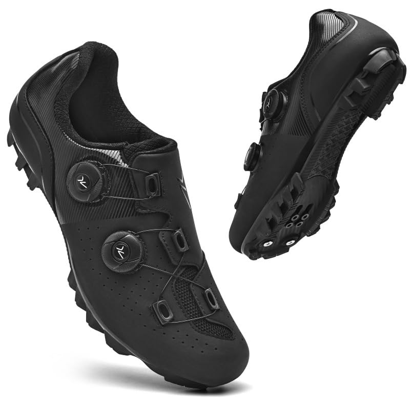Men’s Cycling Shoes SPD & Delta Compatible, Road MTB Bike Shoes, Indoor Outdoor Riding, Stiff Sole, Clipless Pedals