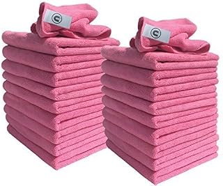 DCS Microfibre Cleaning Cloth, Pink, Pack of 20, Large Size: 40x40cm. Super Soft Premium Streak Free Washable Cloth Duster for Kitchen , Bathrooms, Surfaces, Mirrors, Car, Motorbike