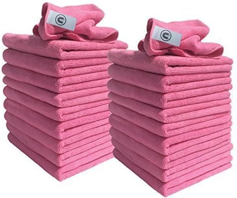 DCS Microfibre Cleaning Cloth, Pink, Pack of 20, Large Size: 40x40cm. Super Soft Premium Streak Free Washable Cloth Duster for Kitchen , Bathrooms, Surfaces, Mirrors, Car, Motorbike