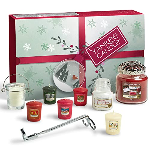 YANKEE CANDLE Juego de regalo con 8 velas perfumadas, soporte votivo, recortador...