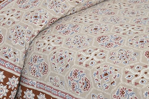 Image of King Size Cotton Bedsheet with 2 Pillow Covers - Soft, Breathable & Durable | Elegant Printed Bed Sheet Set for Bed - All-Season Use,TC-300 (100 * 108 INCH) (Sage Green)