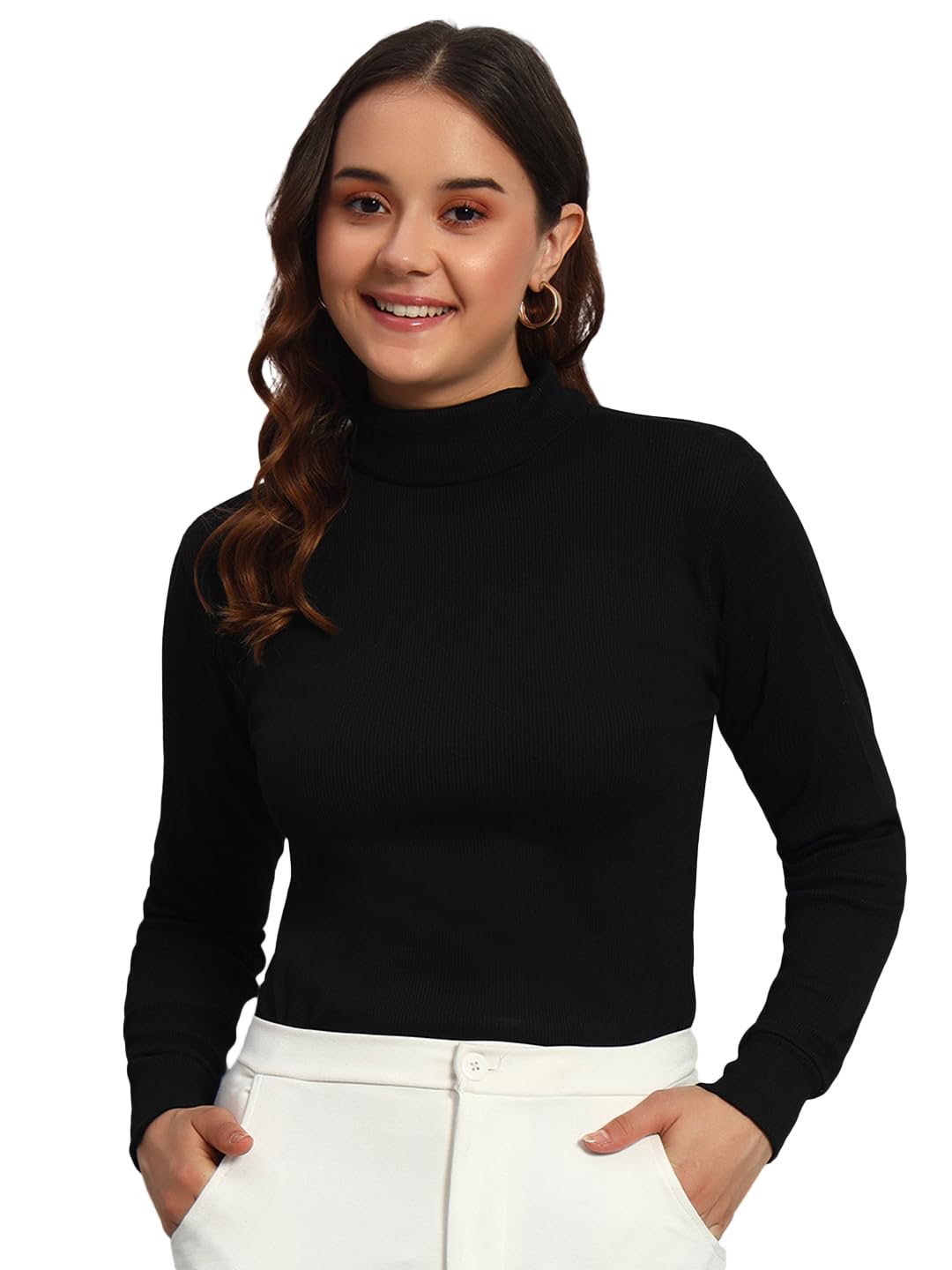 Women's Winter Wear High Neck/Turtle Neck Maroon Sweater or Pullover