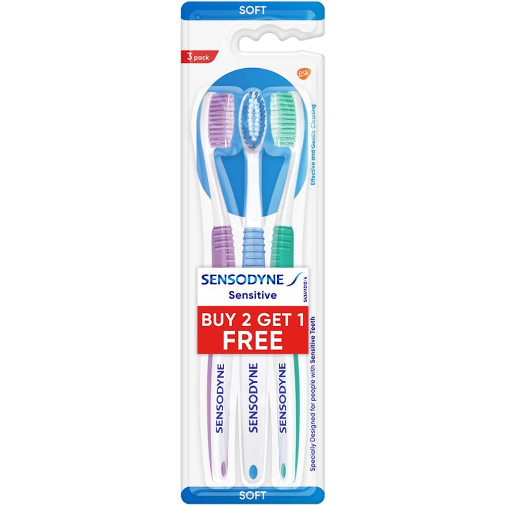 Sensitive Tooth Brush with Soft Rounded bristles for Adults, Pack of 3 Senso-dyne Toothbrush:
