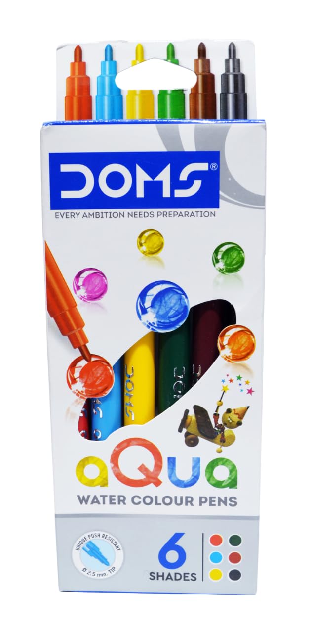 Doms 8426/8435 Aqua Water Colour Pens FBB 6 Shades