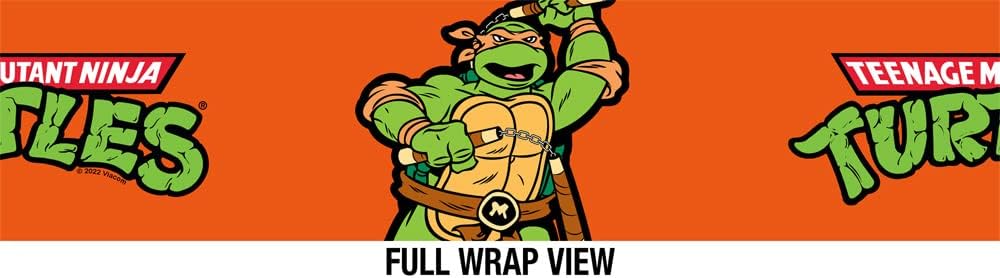 Teenage Mutant Ninja Turtles TMNT OFFICIAL Mikey And Logo 30 oz Travel Tumbler, Stainless Steel, Vacuum Insulated with Leak Resistant Slide-Lock Lid