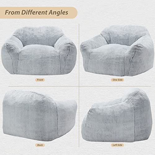 Homguava Giant Bean Bag Chair Sofa High-Density Foam Filled Sofa Chair Large Lazy Beanbag Sofa With Armrests For Living Room, Bedroom (Light Grey) #TOP6