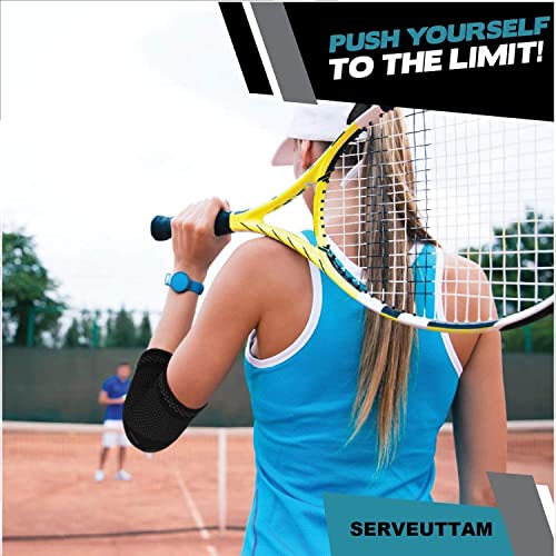 Image of serveuttam� Elbow Support for Gym (1 Pair) - Elbow Brace for Men Women Workout | Elbow Compression Sleeves with Straps for Tendonitis Pain Relief, Tennis, Volleyball, Cricket - Elbow Band (White, S)