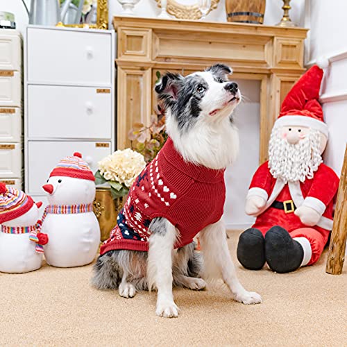Pupteck Christmas Dog Sweaters For Cold Weather, Soft Warm Winter Coat Knitted Dog Clothes For Small Medium Large Doggies Puppy Indoor Outdoor Walking, Colorful Design, Classic #TOP1
