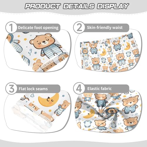 Sleeping Teddy Bear Girls Leggings Kids Yoga Pants Athletic Tights Pants 4-10 Years3