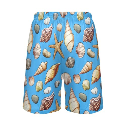 Men's Pajama Shorts Ocean Conch Shell Blue Pajama Bottoms Casual Athletic Sleep Shorts with Pockets 23030122