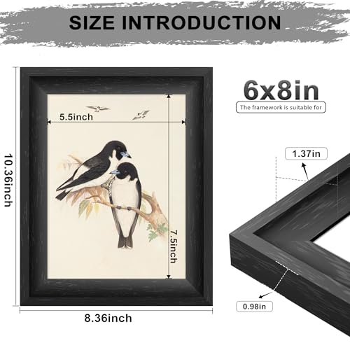 Image of 6x8 Picture Frame with Backing Board, Small 6x8 Photo Frame for Wall Hanging or Tabletop, Black