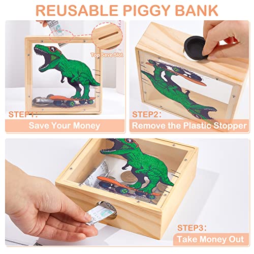 Image of MHJY Wooden Piggy Bank for Kids Personalizable DIY Coin Bank for Girls Boys