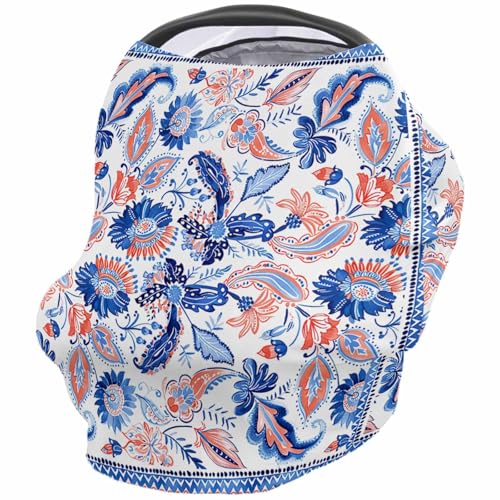 Nursing Cover for Breastfeeding Scarf, Flower Textured Baby Car Covers Super Soft Multi Use for Canopy Shopping Cart Cover Blanket Stroller Cover