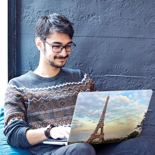 Image of Galaxsia Love Paris Top+Wrist Pad Vinyl Laptop Skin /Sticker /Cover Upto 15.6 Inches Laptops Laminated-Removable-HD Quality Compatible for Hp-Dell-Sony-Lenovo-Asus etc.(15x10 Inches)