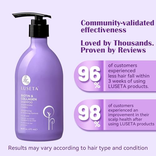 Image of Luseta Biotin Collagen Volumizing Shampoo, Fine Thin Hair, 16.8oz | Biotin Collagen Volumizing Shampoo Helps Fine, Flat Hair Look Thicker, Fuller and More Manageable