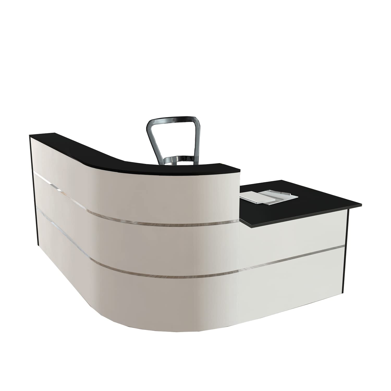 Schrank & Stuhl Empfangstresen | Winkeltheke Flair 4 mit Beratungsplatz | 110 x 180 x 195 cm (HxBxT)