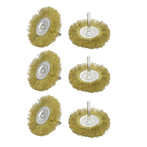 Aexit 6mmx75mm Brass Plated T Shaped Crimped Wire Wheel Brush Buffing Polishing Tool 6pcs (b265abc2e9311115e63040af0a5010f9)