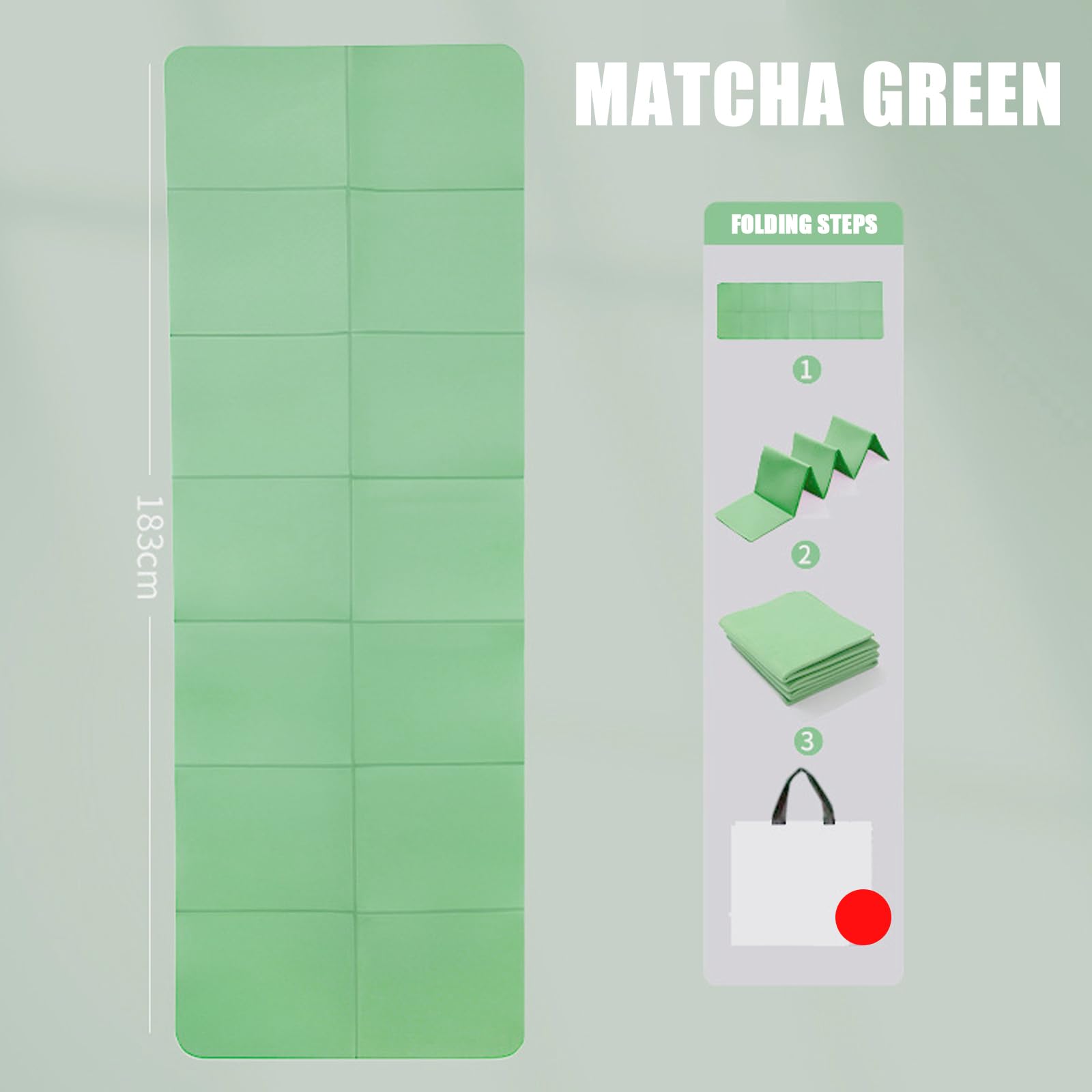 Gykutix Faltbare Yogamatte - Leicht & Tragbar 183x61cm Mit Tragetasche