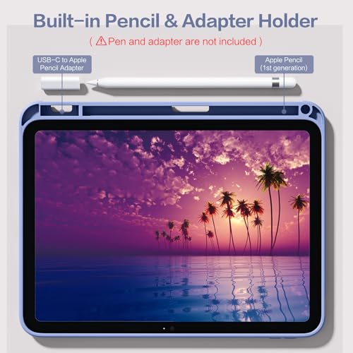 Image of Wenlaty Compatible with iPad (A16) 11th Generation Case 11 Inch 2025, for iPad 10th Generation Case 10.9 Inch 2022 with Pencil Holder, Trifold Stand Protective Clear Back, Auto Wake /Sleep, BluePurple