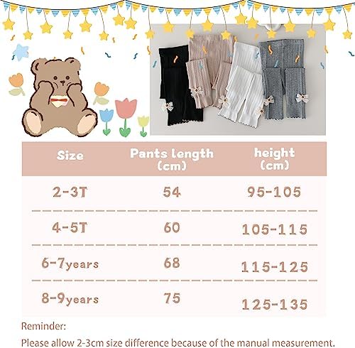 Silkglory Girls Leggings,2Pcs Toddler Girls Tights Pants with Lace Bow Decoration 2-9 Years Black/White/Grey/Apricot 4 51TVqKApXaL. AC