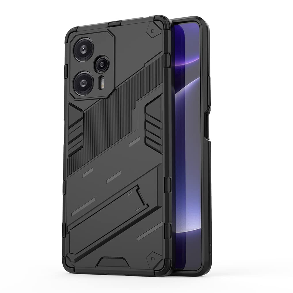 SEAHAI Cover Militare Per Xiaomi Poco F5 5G: Custodia Anti-Caduta Con Paraurti In Silicone Morbido E Supporto Pieghevole - Rossa