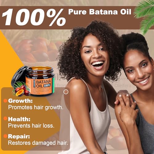 Batana Oil for Hair Growth Dr Sebi, 100% Raw Organic Batana Hair Mask from Honduras, Wild Growth Hair Oil, Scalp Oil Promotes Hair Thickness, Prevents Loss for Men & Women, 2 fl oz