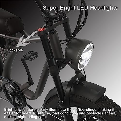 Geartist (US in Stock) Smlro E5 Plus Electric Retro Cargo Bicycle 2000W Dual Motor 35MPH Motorcycle Ebike 48V 18Ah Mountain City Road Snow 20\" Fat Tire 7 Speed E Bike MTB (All Black) - Thumbnail 6