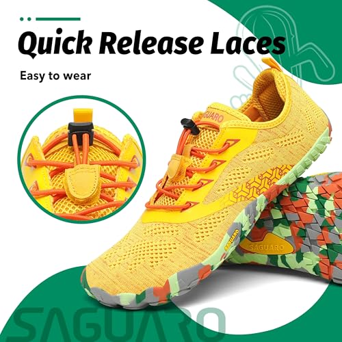 Miniatura 5 de Saguaro Hombre Mujer Zapatillas Barefoot Minimalistas Calzado De Training Ligeras Cmodas Para Caminar Senderismo Ciclismo Trail Running Trekking Playa Agua, Amarillo, 42 Eu