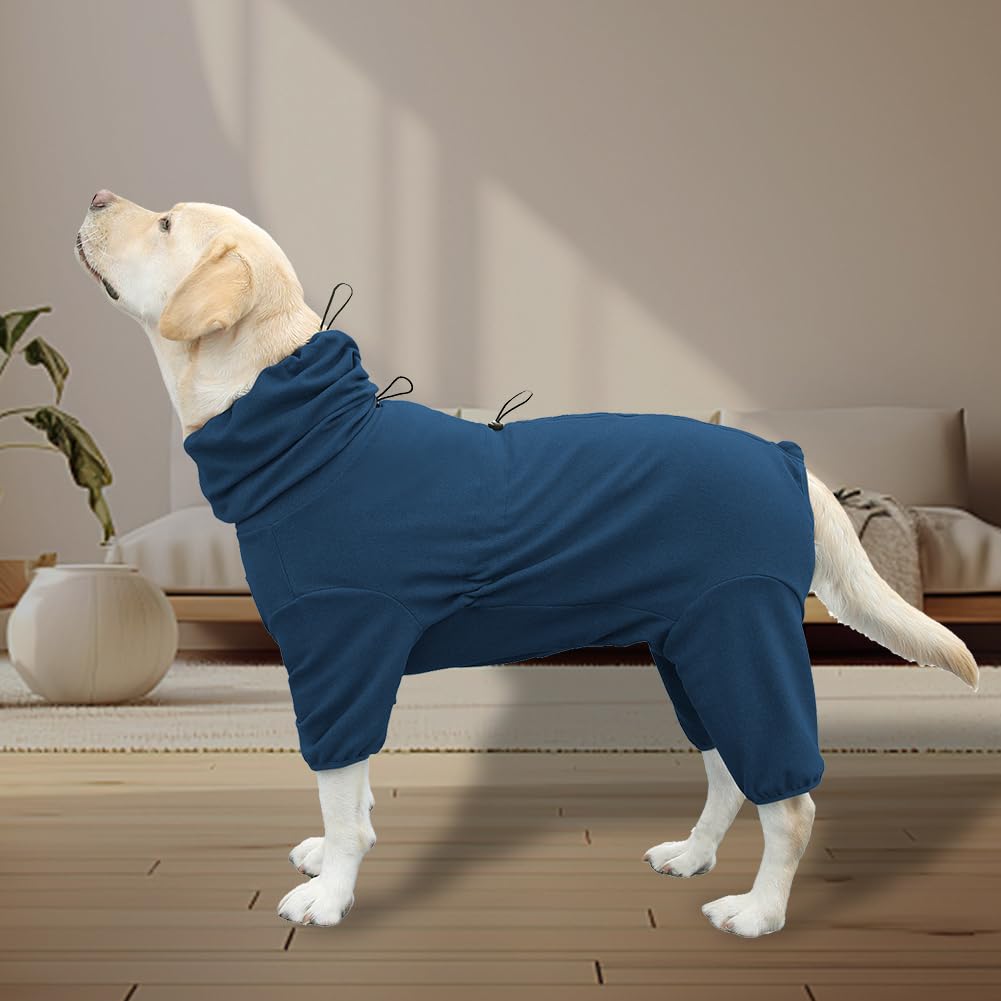 Pigiama per cani di taglia grande, elasticizzato extra large, adatto per adulti, cani di taglia media, tuta per animali domestici a quattro zampe, abbigliamento per animali domestici (blu, 6XL)