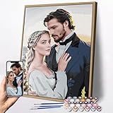 JOXOFO Custom Paint by Numbers Kit for Adults, Personalized Paint by Number Kit, DIY Canvas Acrylic Painting Kit, for Family Couples Friends Pets Home Decor