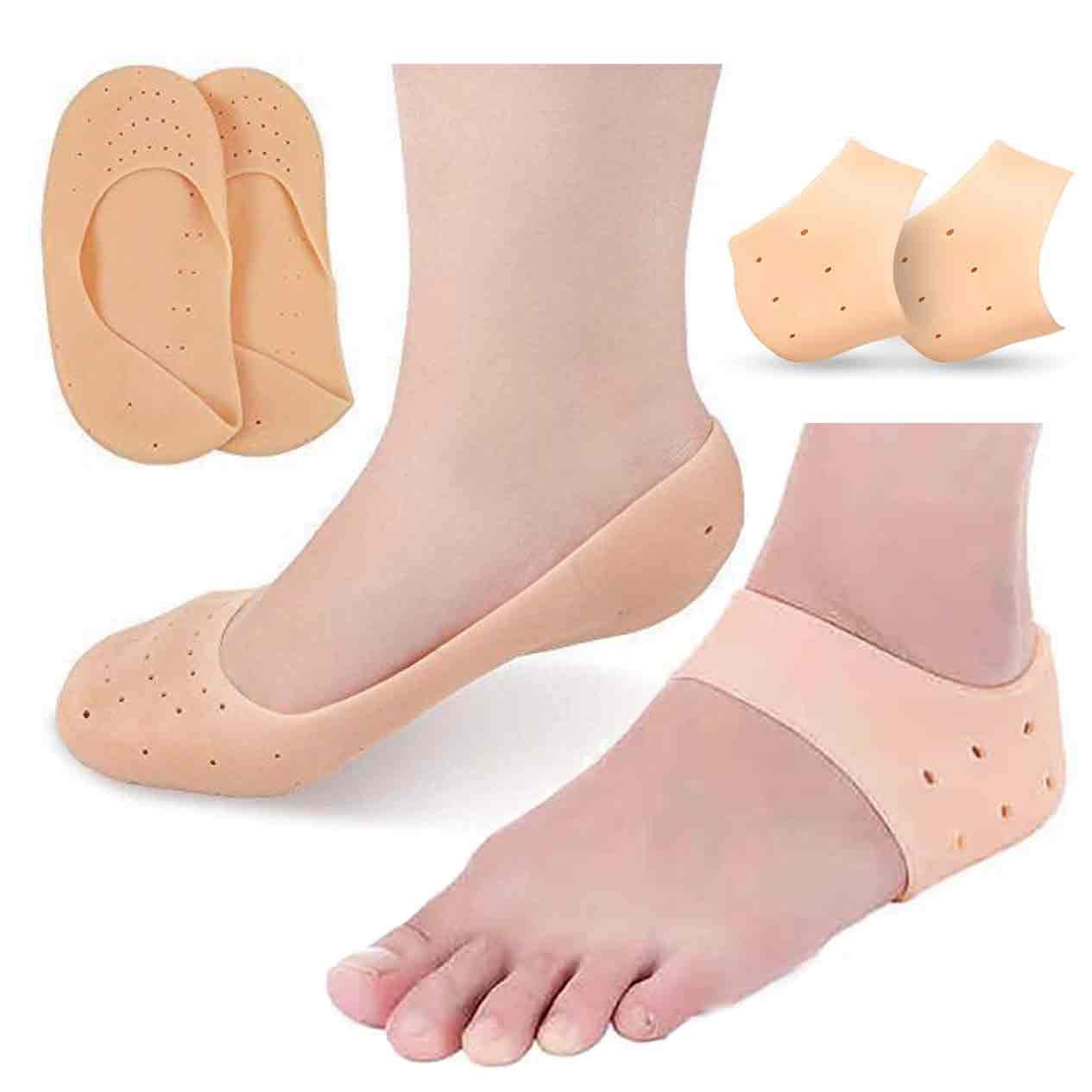 MITWA TRENDSMITWA TRENDS Anti Crack Full Length Silicone Foot Protector Moisturizing Socks for Foot-Care and Heel Cracks For Men And Women (Foot_HeelCombo)