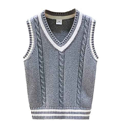 Jhaoyu Boys Girls School Uniform Knit Sweater Vest V-Neck Sleeveless Pullover Waistcoat