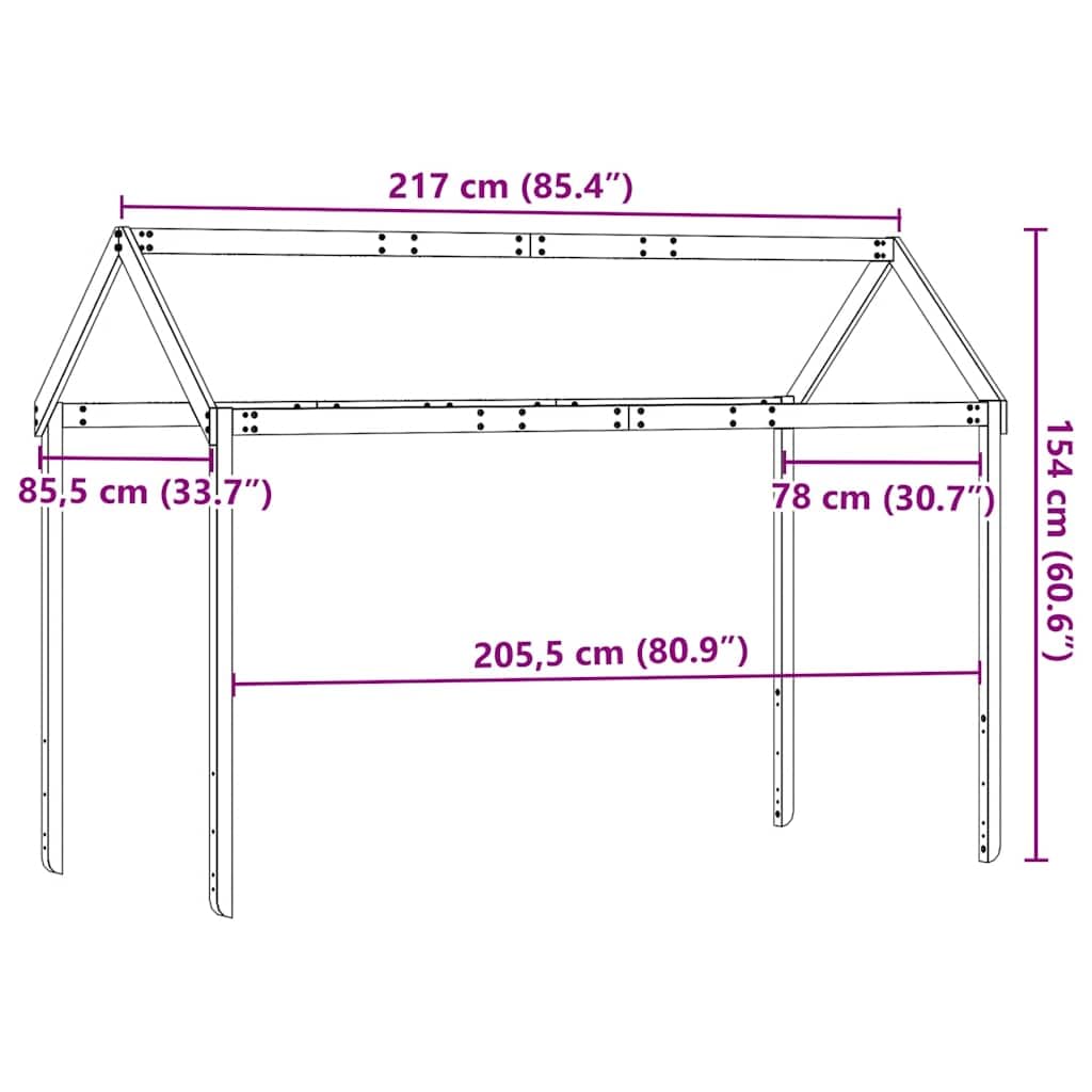 Techo para cuna de madera de pino maciza, 217 x 85,5 x 154 cm, con lado abierto para habitación infantil, accesorio de cama estable para organizar el tiempo de juego y dormir