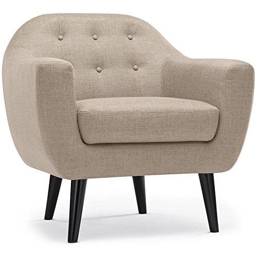 Menzzo HY80411 Contemporain Fidelio Fauteuil Scandinave Bois/Tissu Beige 85 x