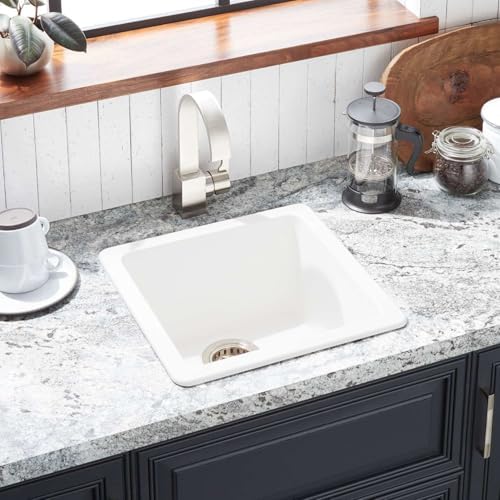 Signature Hardware 447412 Totten 17" Drop In or Undermount Single Basin Granite Composite Prep Sink - White